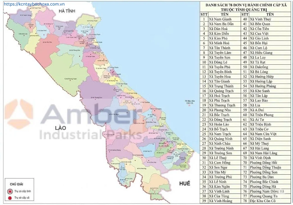 Bản đồ tỉnh Quảng Trị sau sáp nhập 2025