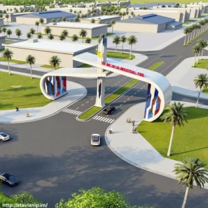 Hình ảnh phối cảnh cổng chào và hạ tầng nội khu KCN Amber Tây Bắc Hồ Xá